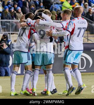 CHESTER, PA, USA - 24. FEBRUAR 2024 - MLS-Spiel zwischen Philadelphia Union und Chicago Fire FC (Foto: Paul J. Froggatt/FamousPixs/Alamy Stock Photo) Stockfoto