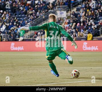 CHESTER, PA, USA - 24. FEBRUAR 2024 - MLS-Spiel zwischen Philadelphia Union und Chicago Fire FC (Foto: Paul J. Froggatt/FamousPixs/Alamy Stock Photo) Stockfoto