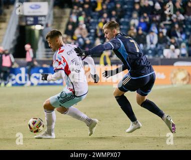 CHESTER, PA, USA - 24. FEBRUAR 2024 - MLS-Spiel zwischen Philadelphia Union und Chicago Fire FC (Foto: Paul J. Froggatt/FamousPixs/Alamy Stock Photo) Stockfoto