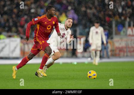 Roma, Italien. Februar 2024. Evan Ndicka von AS Roma während des Fußballspiels der Serie A, Roma gegen Turin, 26. februar 2024 (Foto: AllShotLive/SIPA USA) Credit: SIPA USA/Alamy Live News Stockfoto