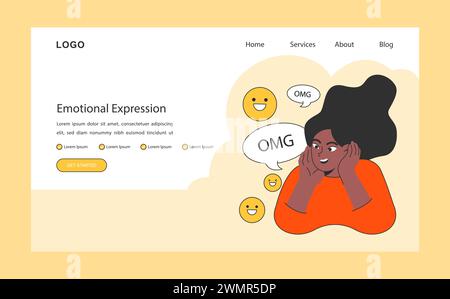 Webbanner oder Landing-Page zum Ausdruck von Emotionen Emotionale Intelligenz oder EQ-Entwicklung. Tiefes Verständnis von Emotionen. Wut Angst und Frustration Selbstbewusstsein. Illustration des flachen Vektors Stock Vektor