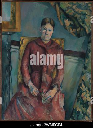 Madame Cézanne (Hortense Fiquet, 1850–1922) in einem roten Kleid Paul Cézanne Französisch 1888–90 Stockfoto