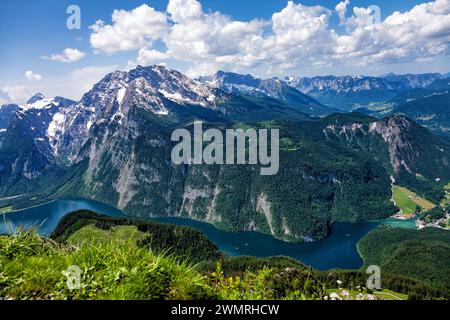 Königssee, Königssee, Watzmann Ostmauer, Berchtesgadener Land, Bayern, Deutschland, Europa. Königssee, Königssee, Berchtesgadener Land, Oberer B Stockfoto