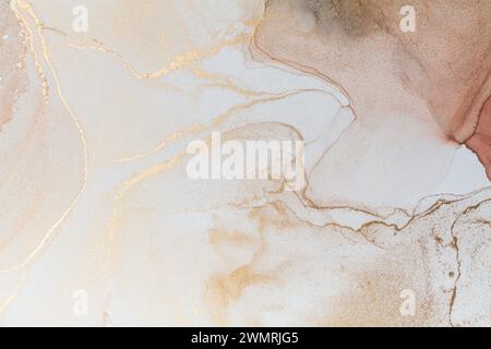 Luxuriöse Alkoholtinte. Struktur aus flüssigem Marmor. Moderner abstrakter Marmorhintergrund. Stockfoto