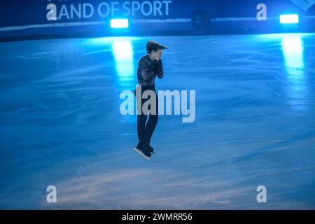 Turin, Italien. Februar 2024. Italien, Turin 24 Februar 2024 PalaVela „Lights on U“ Show für die World University Games of Turin 2025 Ilia Malinin (Foto: Tonello Abozzi/Pacific Press/SIPA USA) Credit: SIPA USA/Alamy Live News Stockfoto