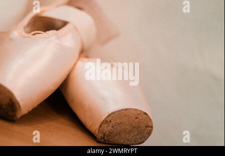 Schuhe der Ballerina. Nahaufnahme. Stockfoto