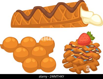 Kekse und Desserts, Eis und Erdbeere Stock Vektor