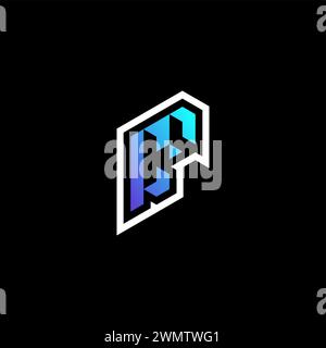 CF anfängliche Konzeptideen in Gradient Blue für E-Sport-Team, Zucken und Streamer Stock Vektor