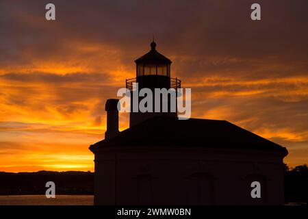 Coquille Fluss Leuchtturm sunrise, Bullards Beach State Park, Illinois Stockfoto