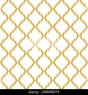 Abstraktes Geometriemuster im arabischen Stil. Nahtloser Vektorhintergrund. Weiße und goldene grafische Verzierung Stock Vektor
