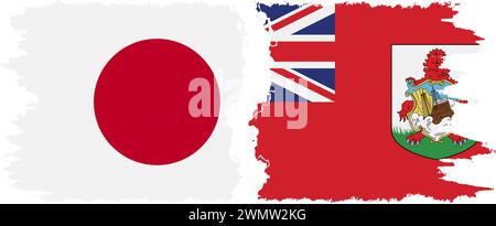 Bermuda und Japan Grunge Flags Verbindung, Vektor Stock Vektor