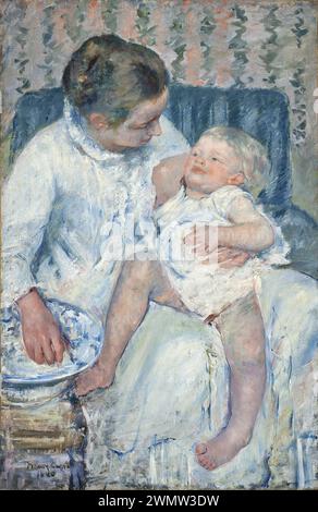 Cassatt Mary - Mutter wäscht ihr schlafendes Kind (1880) Stockfoto