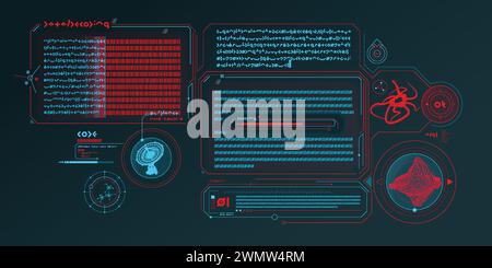 SCI-fi-Schnittstelle des Datendekodierungsprogramms. Stock Vektor