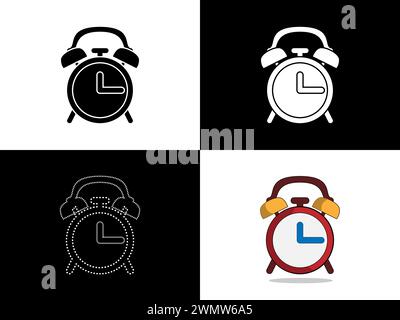 Design-Icon-Logo mit Silhouette-Konzept-Symbol des Weckers Stock Vektor