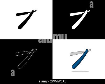 Design-Icon-Logo mit Silhouettenkonzept-Symbol für Rasierklinge Stock Vektor