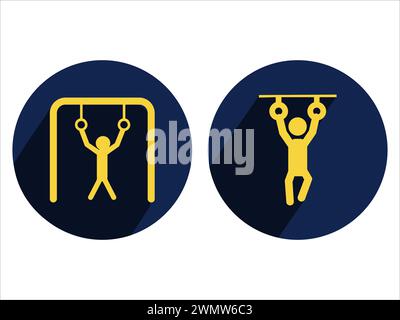 Kunst Illustration Sport Icon Logo Design Konzept Vektor Silhouette Logotype isolierte Element Set von Gymnastik Stock Vektor