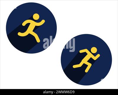 Kunst Illustration Sport Icon Logo Design Konzept Vektor Silhouette Logotyp isoliertes Element Symbol Satz Jogginglauf Stock Vektor