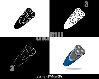 Design-Icon-Logo mit Silhouettenkonzept-Symbol für den Bartschneider Stock Vektor