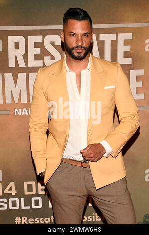 Mexiko-Stadt, Mexiko. Februar 2024. Der britische Schauspieler Ricky Whittle besucht am 27. Februar 2024 das Land of Bad Red Carpet im Cinemex Antara in Mexiko-Stadt. (Foto: Carlos Tischler/Eyepix Group) Credit: NurPhoto SRL/Alamy Live News Stockfoto