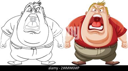 Zwei Zeichentrickfiguren zeigen Wut und Konfrontation. Stock Vektor