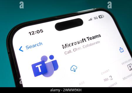 Nanning, China – 26. Februar 2024: Microsoft Teams App. Microsoft Teams ist eine von Microsoft entwickelte Anwendung für die Zusammenarbeit im Team. Stockfoto