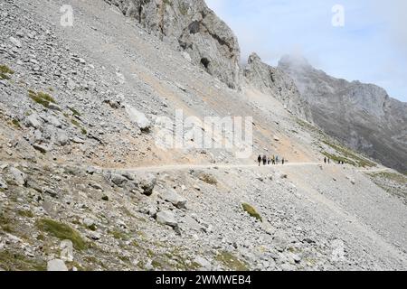 Nationalpark Picos de Europa, Kantabrische Bergkette. Fuente De, Kantabria, Spanien. Stockfoto