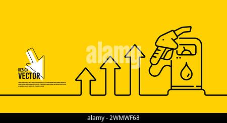 Banner für Benzinpumpen-Düsen. Symbol für Tankstelle der Kraftstoffpumpe. Preiserhöhung, Inflation. Vektor Stock Vektor