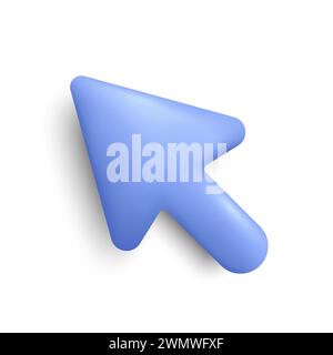 3D-Pfeilzeiger, Mauscursor-Symbol. Rendering der Computerschnittstelle. Klicken Sie hier, Pfeil. Vektor Stock Vektor