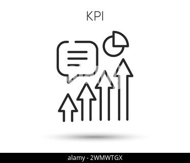 KPI-Zeilensymbol. Zeichen für Leistungsindikatoren. Symbol für Fortschritt und Erfolgsziele. Vektor Stock Vektor