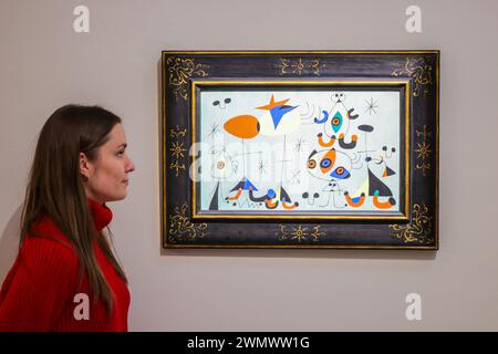 Sotheby's, London, Großbritannien. Februar 2024. 5-7 Millionen Estnische Unverhüttung außergewöhnlich seltener Werke von Picasso, Monet, Miro, Bacon, Dubuffet, Gilort. Paul Quezada-Neiman/Alamy Live News Credit: Paul Quezada-Neiman/Alamy Live News Stockfoto