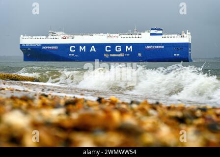 CMA CGM Indianapolis ist einer von vier mit LNG betriebenen Autotransportern, die von der Eastern Pacific Shipping of Singapore chartern. Stockfoto