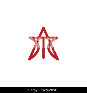AT Star Logo mit Liniendesign. Logo mit Buchstabe A Stock Vektor