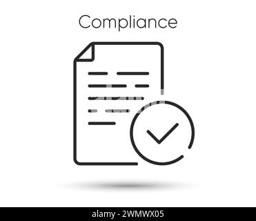 Symbol für Compliance-Linie. Zeichen für das regulatorische Verfahren. Symbol für zugelassene, konforme Tests. Vektor Stock Vektor
