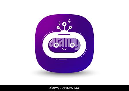 Chatbot-Ai-Symbol. Virtuelle Roboterunterstützung für Chat. Schaltfläche mit Web-Bot-Symbol. Vektor Stock Vektor