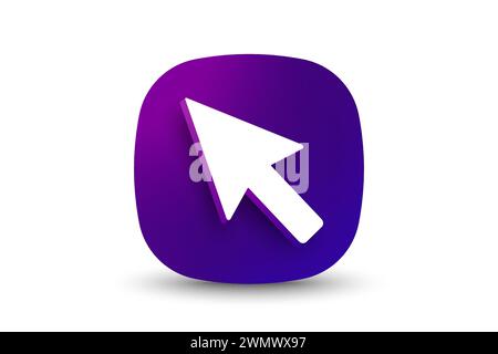 3D-Pfeilzeiger, Mauscursor-Symbol. Klicken Sie hier, Pfeil. Taste für Computerschnittstelle. Vektor Stock Vektor