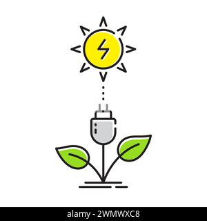 ECO-Stecker-Symbol für die Stromleitung. Sparen Sie Energie aus umweltfreundlichem Strom. Nachhaltiges Plug-in. Vektor Stock Vektor