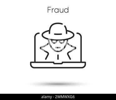 Symbol für Betrugslinie. Spion-, Dieb- oder Hackerzeichen. Cyber-Hack-Symbol. Vektor Stock Vektor