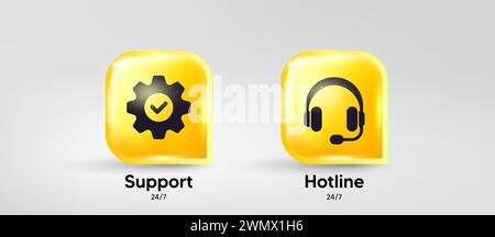 Symbole für Support und Hotline Service Center. Bürotasten des Kunden. Kontakt-Konzept. Vektorabbildung Stock Vektor