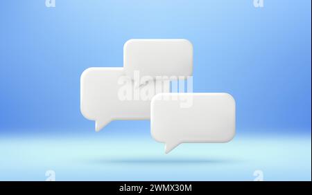 Realistische 3D-Chat-Blasen auf unscharfem Hintergrund. Symbole für Chatbox in sozialen Netzwerken. Benachrichtigung über leere Nachricht. Vektor Stock Vektor