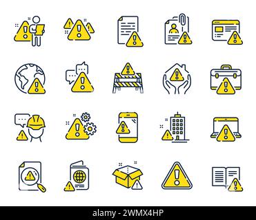 Symbole für die Warnungszeile. Achtung, Ausrufezeichen, Achtung des Risikos. Gefahrenwarnung. Vektor Stock Vektor