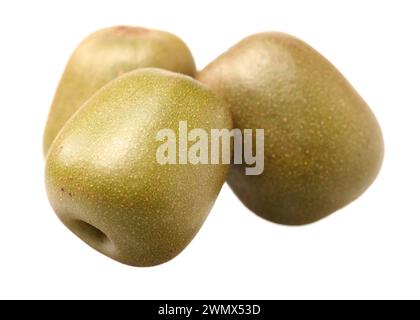 goldene Kiwi (Actinidia chinensis) auf weißem Hintergrund Stockfoto
