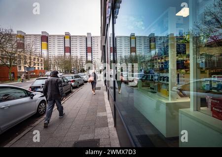 Berlin Reinickendorf OT Märkisches Viertel MV die Siedlung im Bereich Senftenberger Ring - 28.02.2024 Berlin *** Berlin Reinickendorf OT Märkisches Viertel MV Wohnsiedlung im Bereich Senftenberger Ring 28 02 2024 Berlin Stockfoto