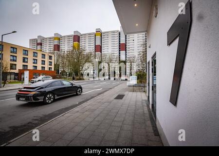 Berlin Reinickendorf OT Märkisches Viertel MV die Siedlung im Bereich Senftenberger Ring - 28.02.2024 Berlin *** Berlin Reinickendorf OT Märkisches Viertel MV Wohnsiedlung im Bereich Senftenberger Ring 28 02 2024 Berlin Stockfoto