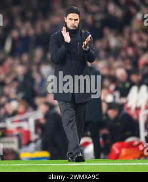 London, Großbritannien. Februar 2024 - Arsenal gegen Newcastle United - Premier League - Emirates Stadium. Arsenal Manager Mikel Arteta. Bildnachweis: Mark Pain / Alamy Live News Stockfoto
