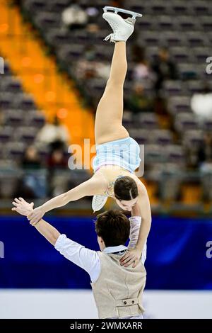 Martina ARIANO KENT & Charly LALIBERTE LAURENT (CAN), während des Junior Pairs Short Program bei den ISU Junior Eiskunstlauf-Weltmeisterschaften 2024, in der Taipei Arena, am 28. Februar 2024 in Taipei City, Taiwan. Quelle: Raniero Corbelletti/AFLO/Alamy Live News Stockfoto