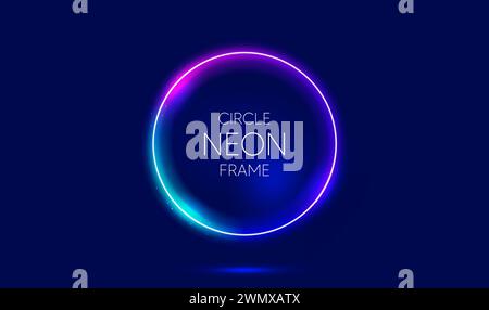 Neonlicht Kreis Hintergrund. Abstraktes, kosmisch leuchtendes Farbbanner. Leuchtendes Neon-LED-Licht. Vektorabbildung Stock Vektor