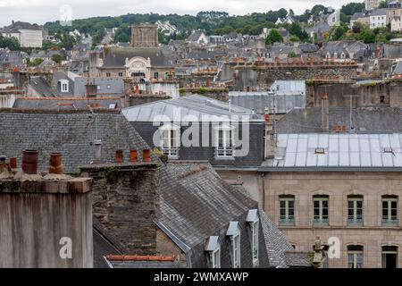 Morlaix Dachlandschaft im Norden des Departements Finistere, Bretagne, Frankreich Stockfoto