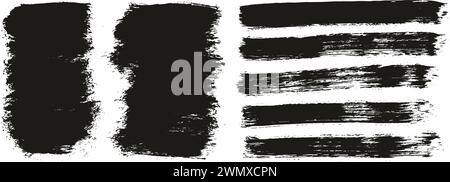 Hand gezeichnet Runde Pinsel dünner kurzer Hintergrund & gerade Linien Mix Künstler Pinsel hohes Detail abstrakter Vektor Hintergrund MEGA Mix Set Stock Vektor