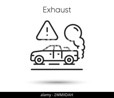 Symbol für die Abgasleitung des Fahrzeugs. CO2-Dämpfe. Symbol. Gefahrenemission des Fahrzeugs. Vektorabbildung Stock Vektor