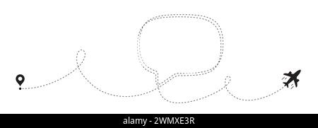 Hintergrund der Fluglinie. Flugzeugsymbol mit Flugroute. Routenlinie für den Reiseteil, Flugbahn für den Reisetag. Vektor Stock Vektor